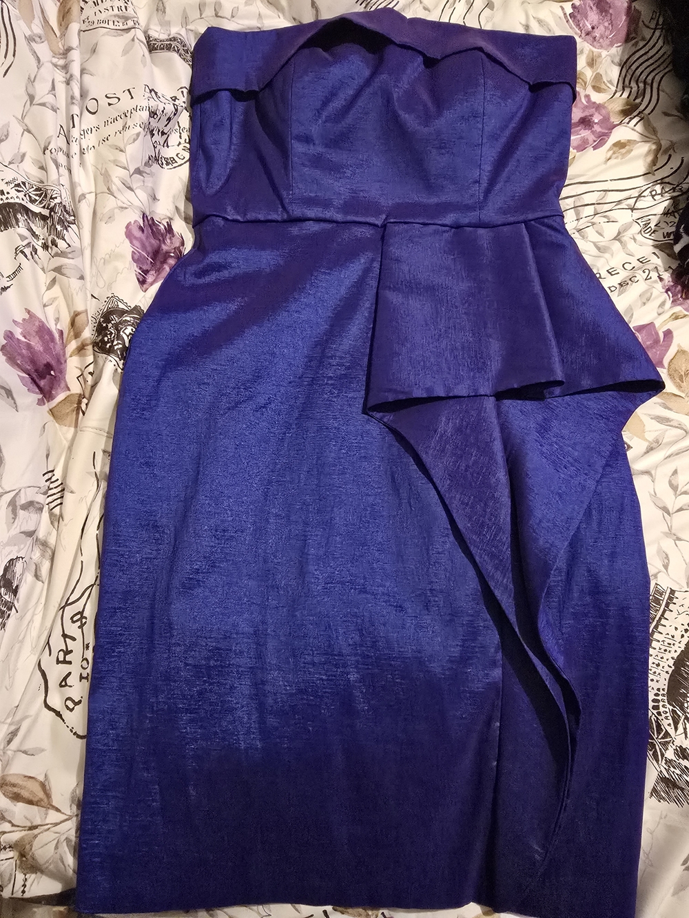 Calvin Klein Cobalt Strapless Peplum Cocktail Dress
